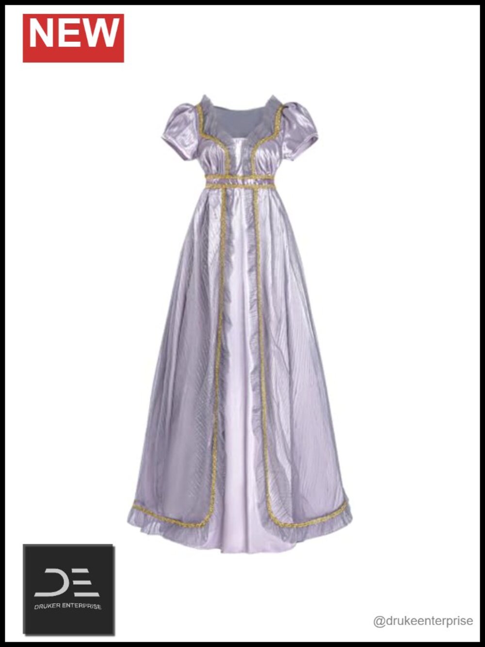Regency Dress Empire Waist Victorian Tea Party Gown Puff Sleeve